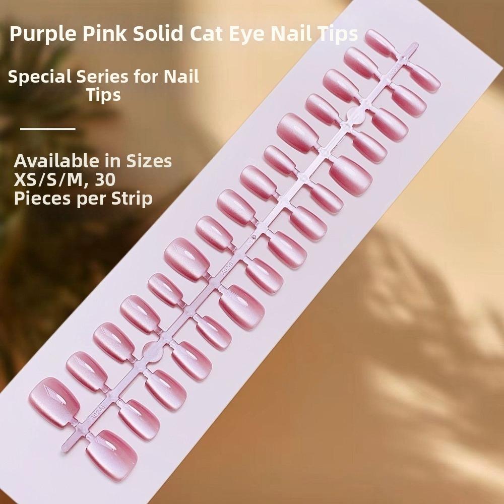 

30Pcs Cat s Eye Fake Nails Medium Short Nail Tips New False Nails for Daily Wear 7