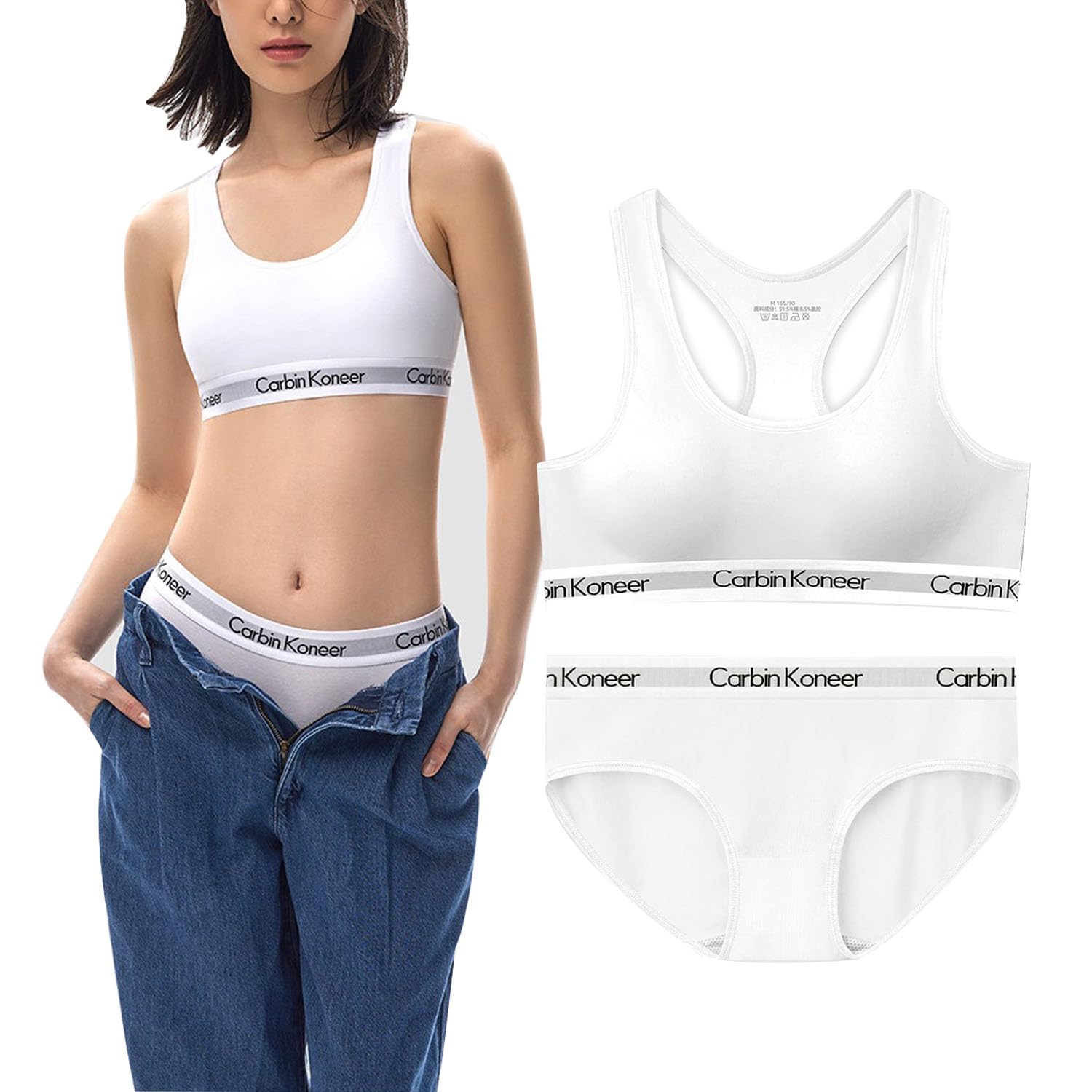 

Top and Bottom Shorts Cotton Sports High Soft to the Day and Night Night 24 For Daily Use and Sports [Carbin Koneer] Women s Bra, Underwear, Set, Set, білий