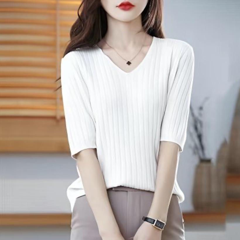 Summer Short Sleeve Sweater Women's Half Turtleneck Short Loose Half Sleeve T-Shirt Versatile Knitted Bottoming Shirt