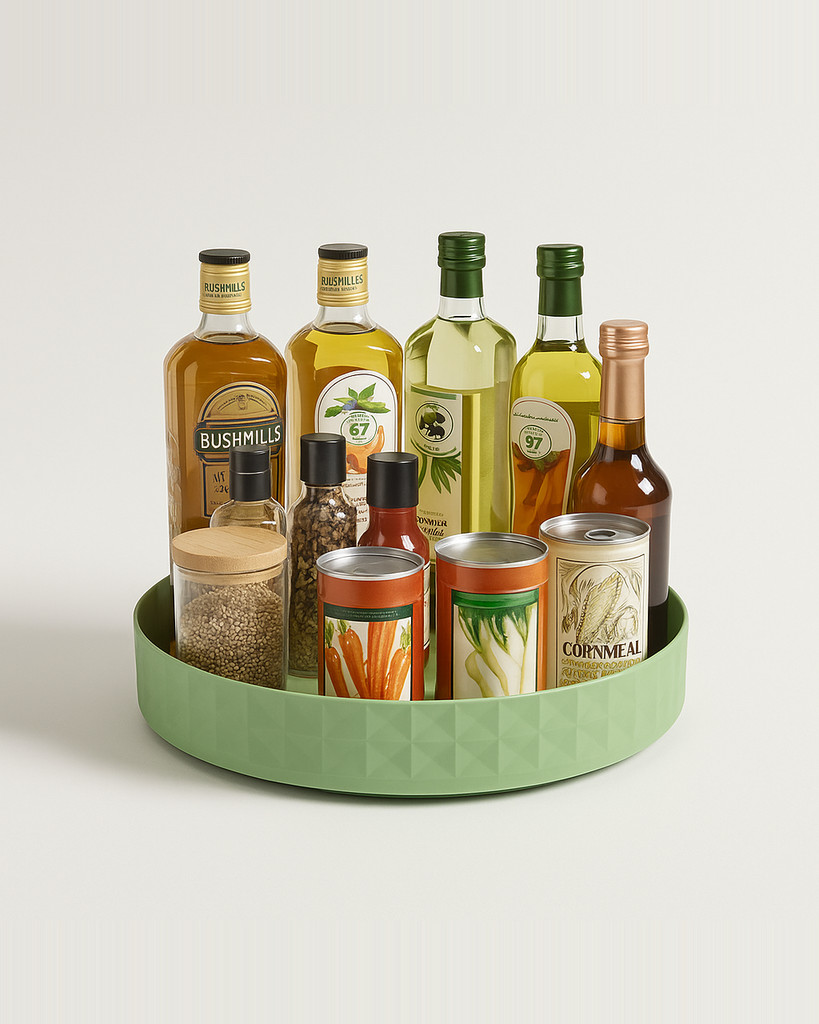 1 szt. Stojak na przyprawy do przechowywania w kuchni, obrotowy o 360 stopni, półka do przechowywania w szafce, taca, stojak do przechowywania kosmetyków, antypoślizgowy, okrągły stojak na przyprawy