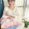 **Kadın Flanel Pijama Takımı Yuvarlak Yaka Jakarlı Uzun Peluş Kalın Sıcak Ev Giyimi**
