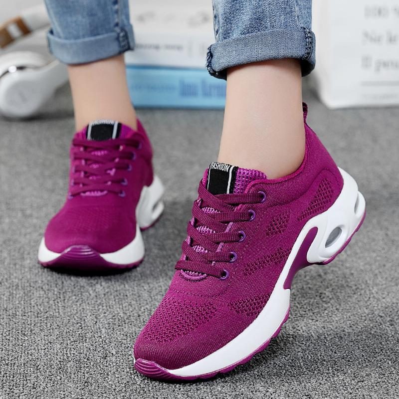 Modne Damskie Sneakersy Poduszka Powietrzna Miękka Podeszwa Buty Damskie Casualowe Outdoorowe Siateczkowe Oddychające Antypoślizgowe Buty Tenisowe