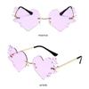 UV400 Protection Fire Heart Shaped Sunglasses Rimless Party Favor Eyewear  for Women & Men