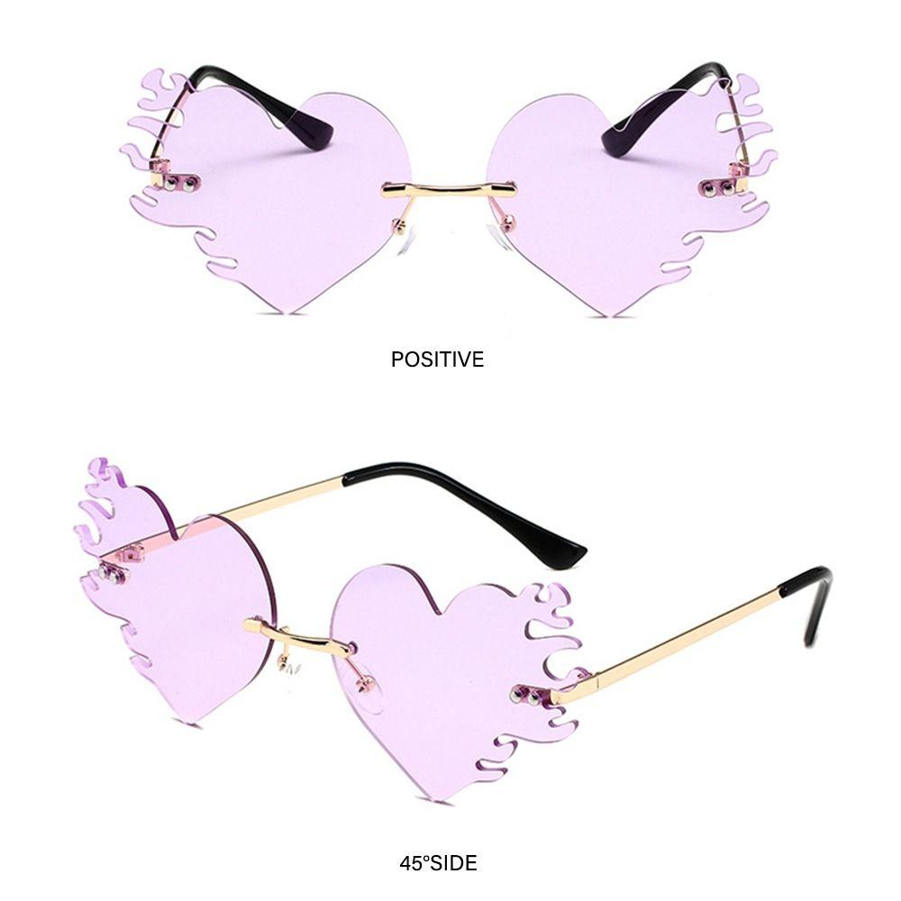 Rimless Flame Love Sun Glasses Costume Accessories Halloween Glasses  for Women & Men