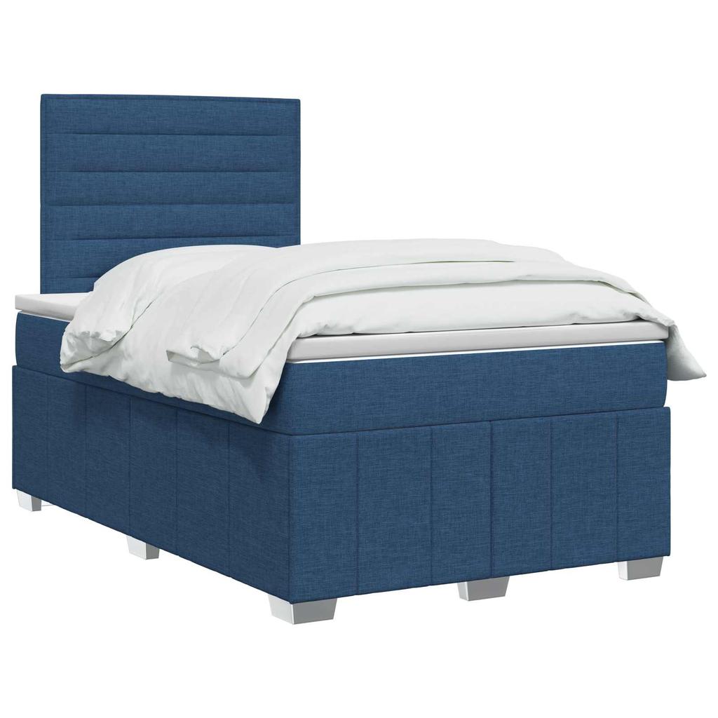 Box Spring Bed with Mattress and Headboard Blue 120 x 200 cm Fabric