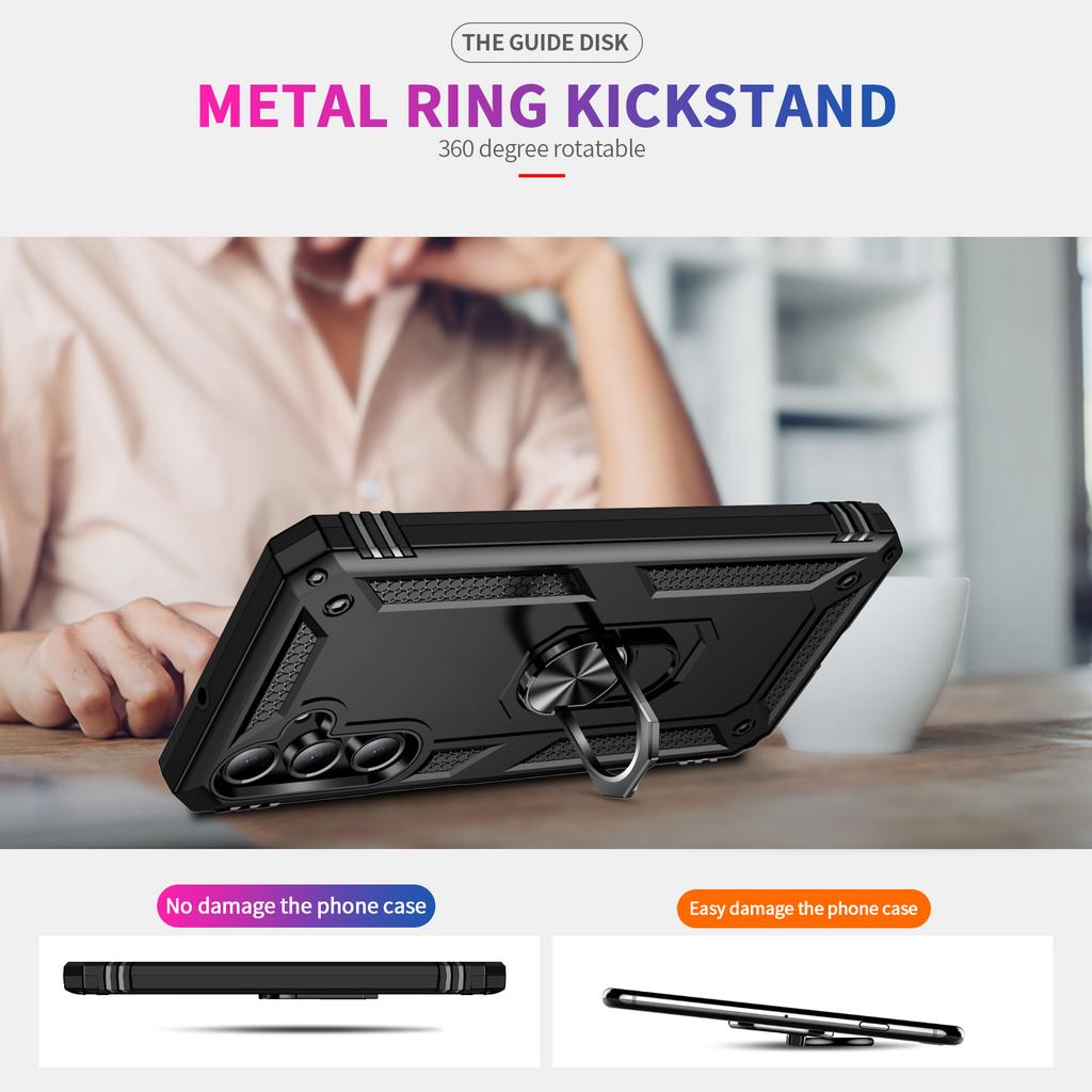 For Samsung Galaxy A16 5G/A16 4G Case PC+TPU Phone Cover with Rotary Ring Kickstand