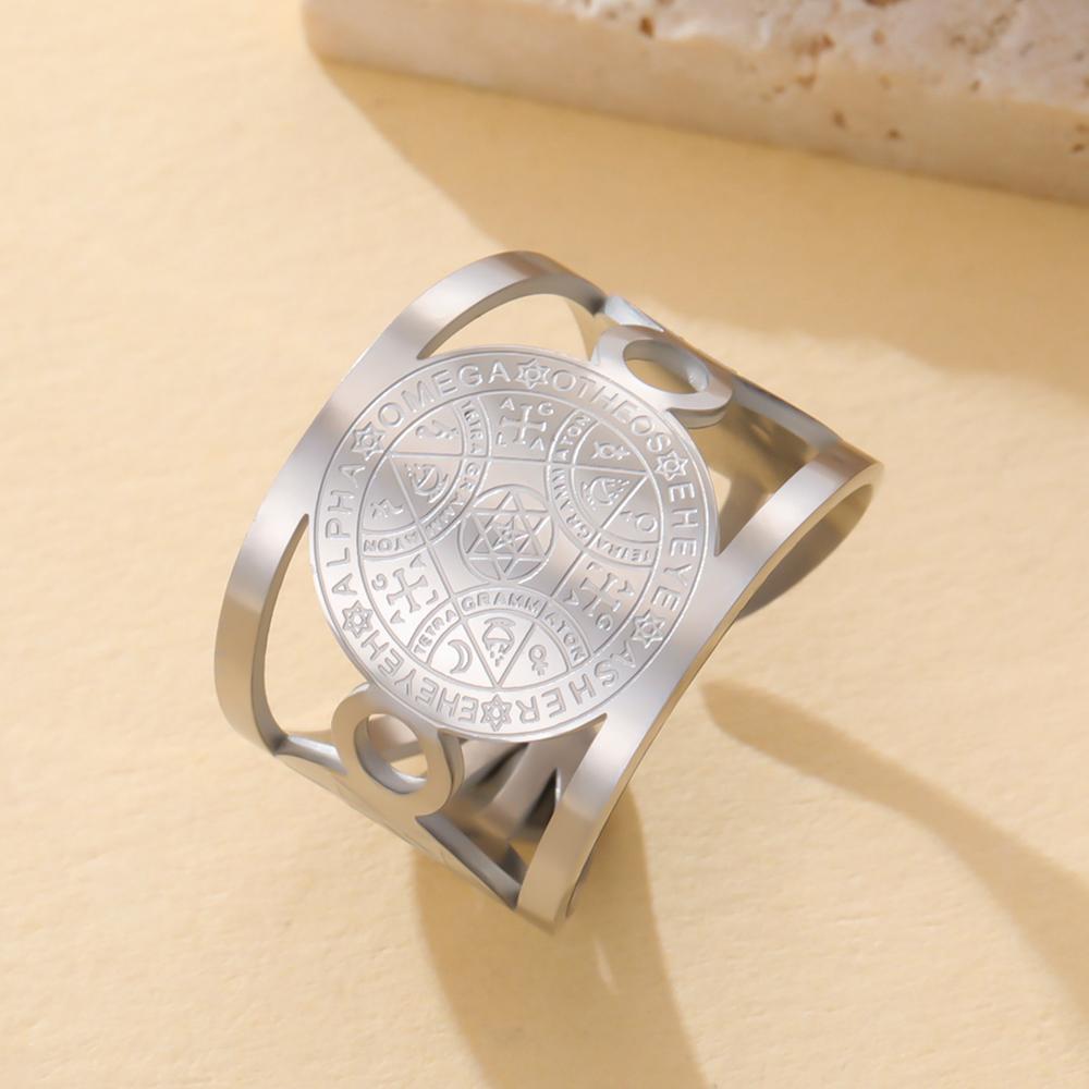 Dawapara Enochian Magic Archangels Ring Adjustable Solomon Kabbalah Protection Amulet Stainless Steel Jewelry resizable