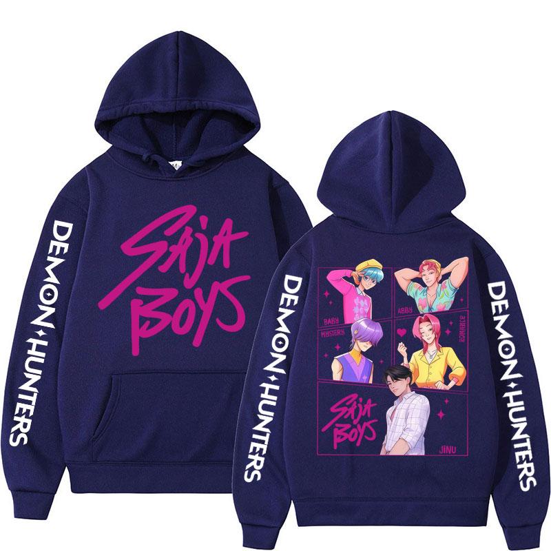Anime KPop Demon Hunters Saja Boys Hoodies Men Women Trendy Harajuku Popular Cosplay Sweatshirt Loose Fleece Casual Tracksuit