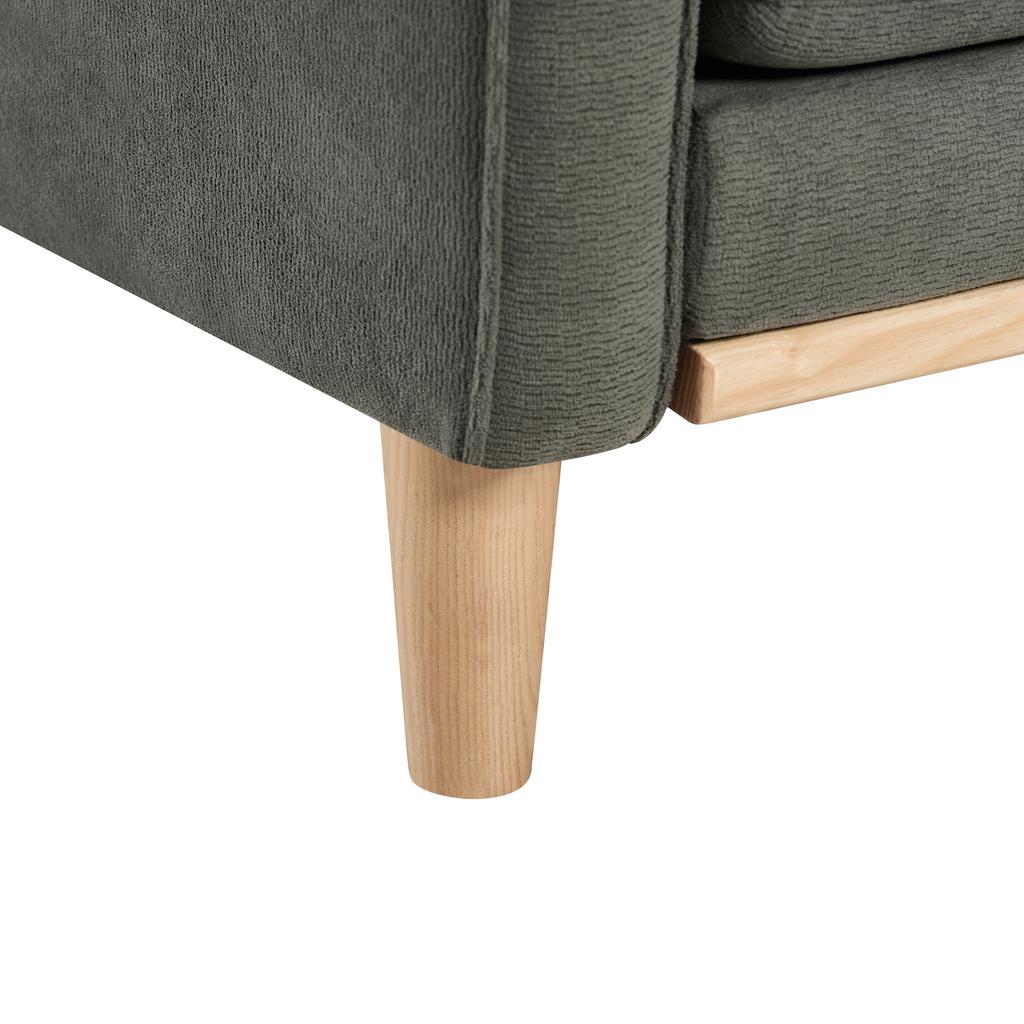 Canapé Deux Places avec Port de Charge USB et Pieds en Bois, Canapés en Tissu avec Coussin Épais pour Petit Appartement