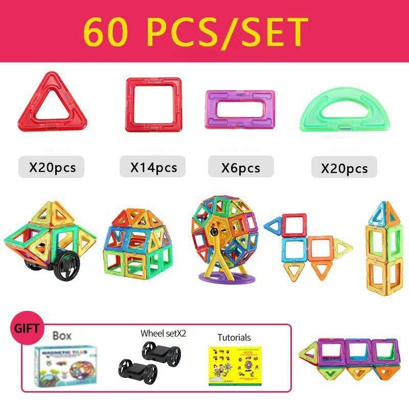 

Интерактивный 3060148 шт. Монтессори Магнитные блоки Волшебная игрушка Образовательный набор 60 Pcs