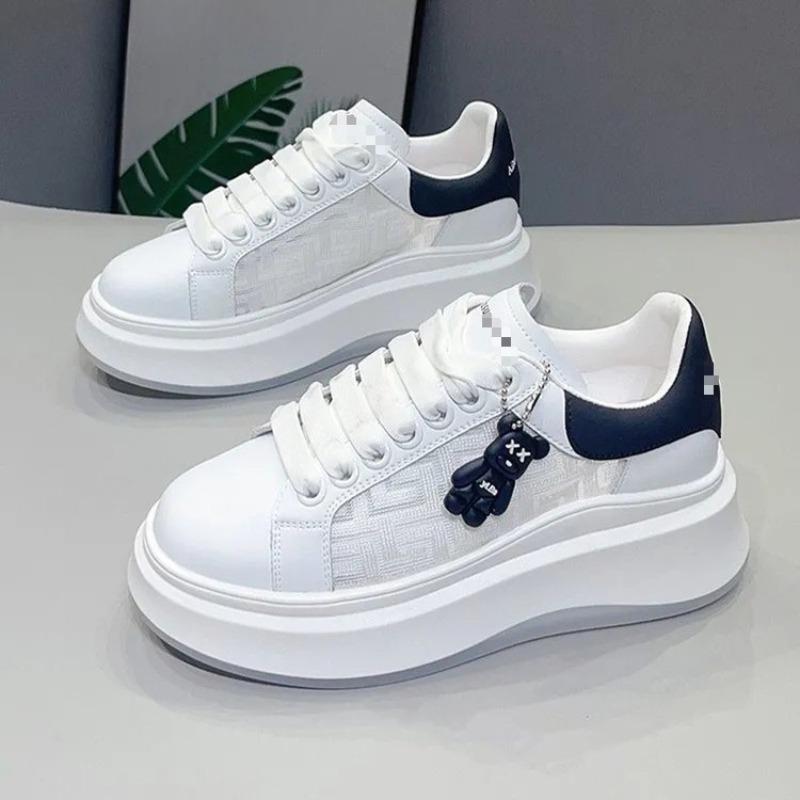 

Женские высокие спортивные кроссовки, новый стиль с сетчатыми вставками, повседневная обувь 35 чёрный