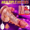 8.7" Realistic Vibrating Silicone Dildo, 9 Vibration Modes, Telescopic & Tongue Licking Function, Heating Waterproof Rechargeable Toy
