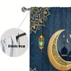 2 Pack Navy Blue and Gold Mandala Crescent Curtains, Flat Print, Ramadan Eid Window Decor, Living Room Bedroom Decor