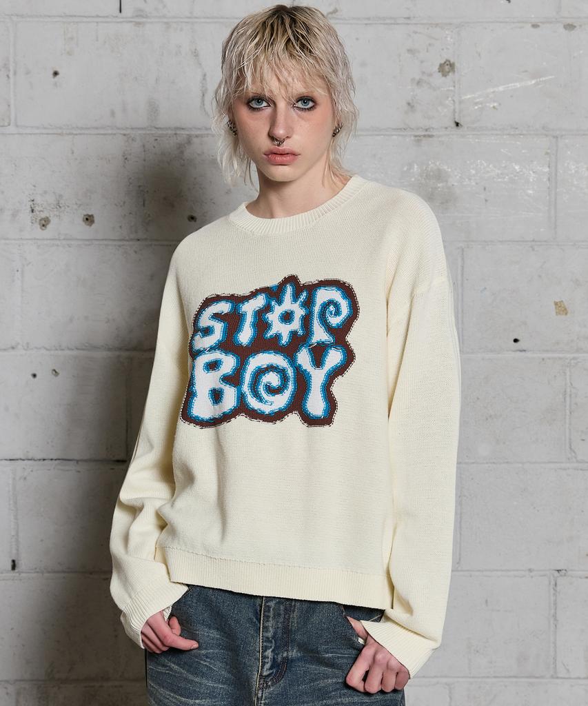 HOODHOOD Star Boy Flocked Knit Ivory