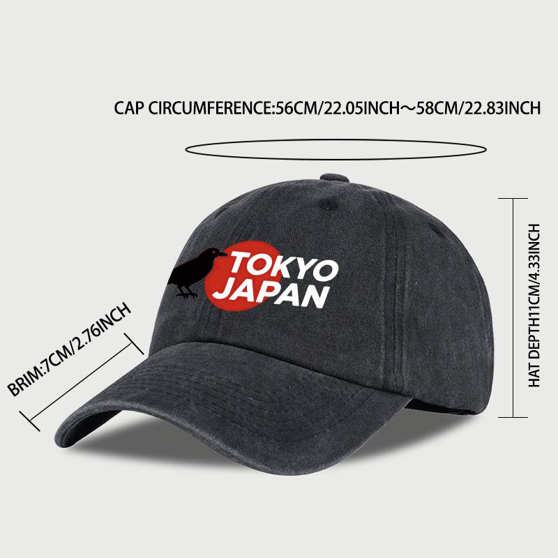 Mlfo “Tokyo Japan” Printed Washed Baseball Cap Lightweight, Breathable, Adjustable Trendy & Fashionable Unisex Holiday Gift