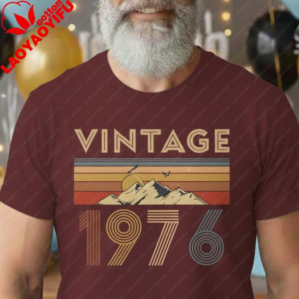 T-shirt Vintage 1976 50° Compleanno Regalo per Lui Classica Retro T-shirt Uomo Festa di Compleanno Regalo Magliette Abbigliamento con Stampa Grafica