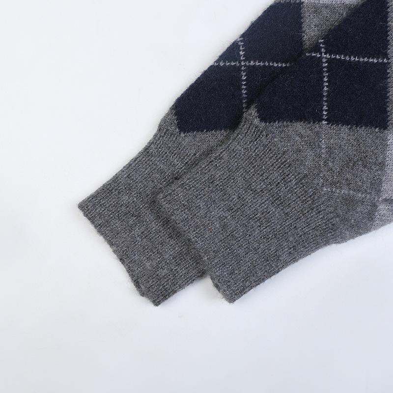 Vintage kostkovaný svetr Cardigany Dámské Oblečení 2023 Podzim Zima Single Breast Dlouhý rukáv Korejské módní topy Pull Femme C-064