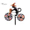 Gift for Garden Lovers Halloween Wizard/Ghost/Black Cat/Skeleton Bicycle Ground Stake Ornament, Metal Stakes, Yard Art Decorative Outdoor Statue Lawn