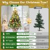 2FT Mini Christmas Tree with Lights & Gold Ornaments for Small Space