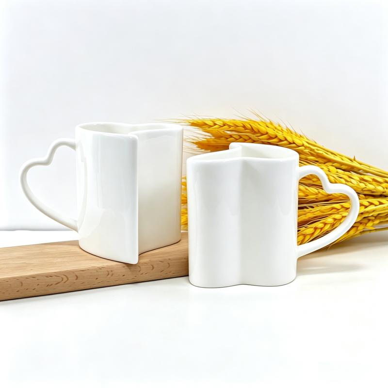 300ML, 2 pezzi/lotto, tazza termica per amanti in finissima porcellana, tazze da espresso originali, tazza a forma di cuore, regalo di nozze, tazza in porcellana bianca