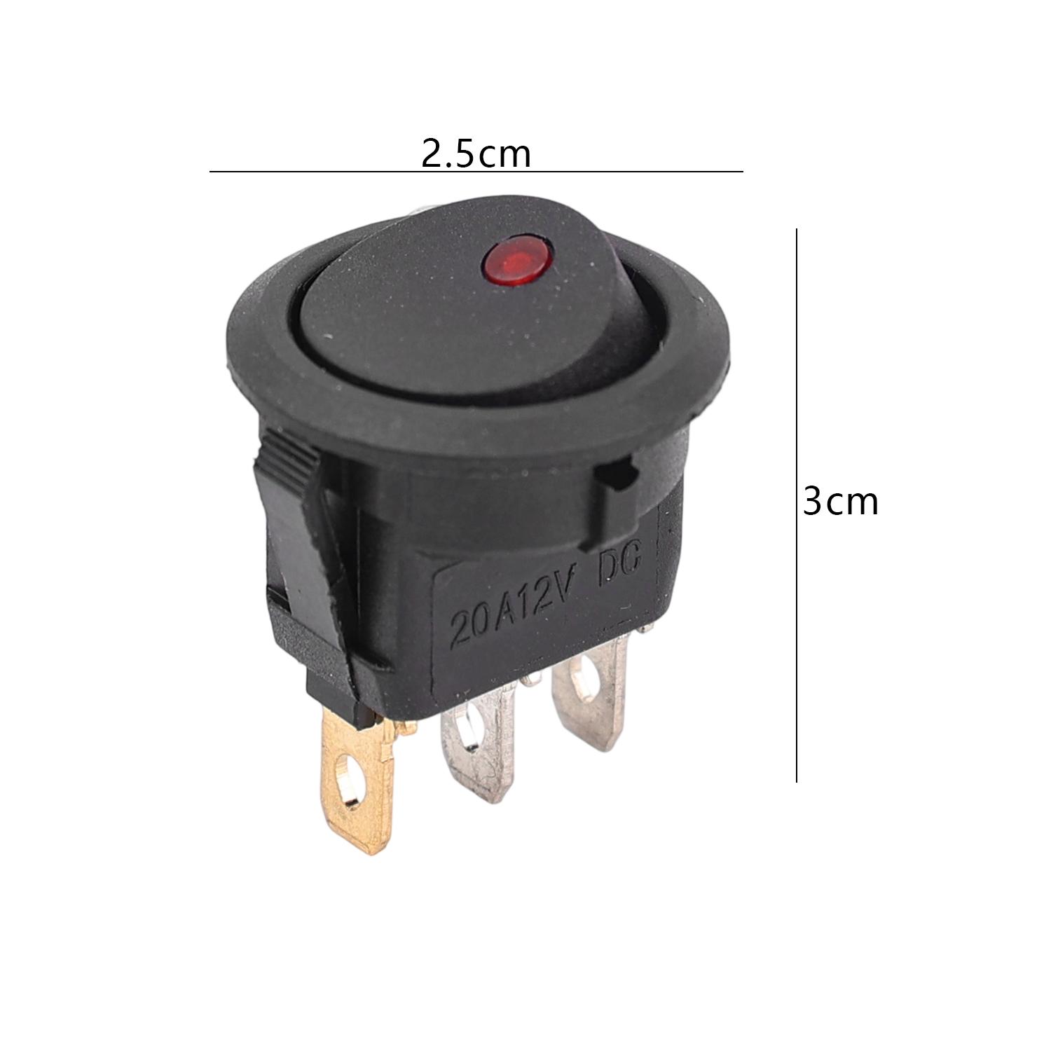 5Pcs Rocker Switch Toggle 12v SPST 3 Pins 2 Position ON/Off Blue/red/yellow/green LED Light Illuminated Boat Switches