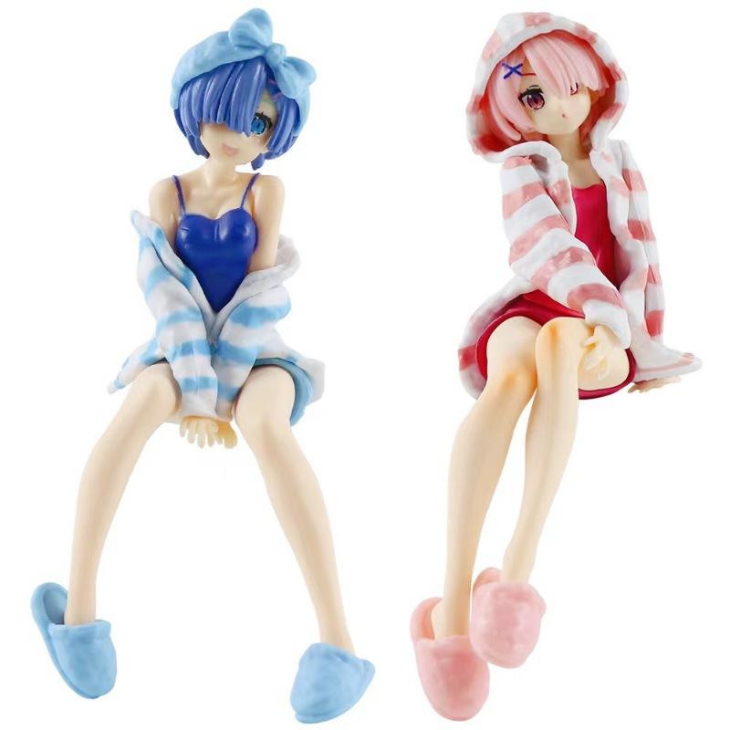 Different World Life Ram, Rem, Rem Figure Homewear Pressure Instant Noodles Ornament Chassis Car Model Gift