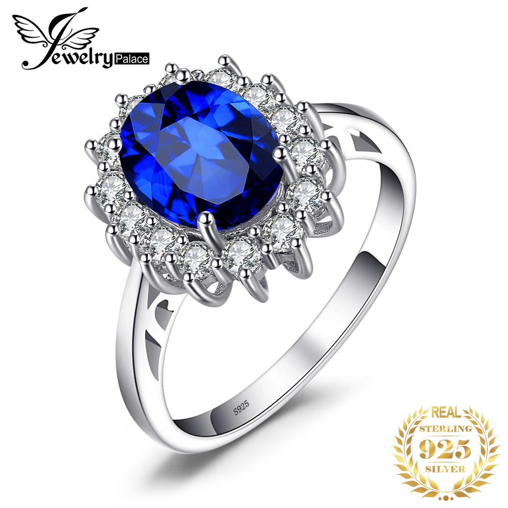 JewelryPalace Prinzessin Diana Kreierter Blauer Saphir 925 Silber Verlobungsring Rubin Natürlicher Amethyst Citrin Blauer Topas