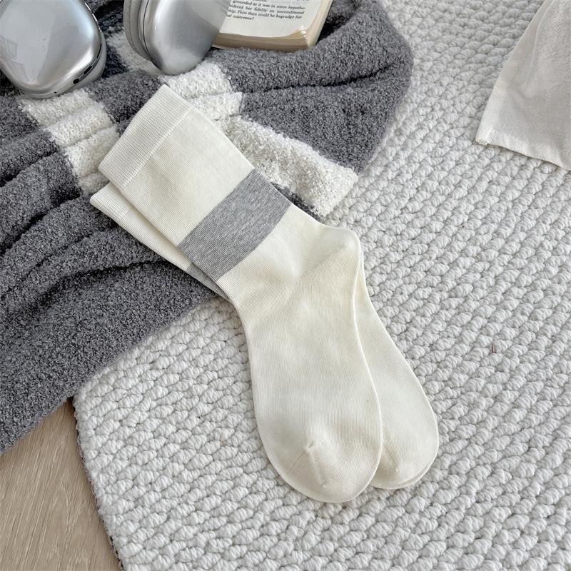 

Женские весенне-осенние простые милые колготки с контрастной строчкой в студенческом стиле 1 pair бежевый