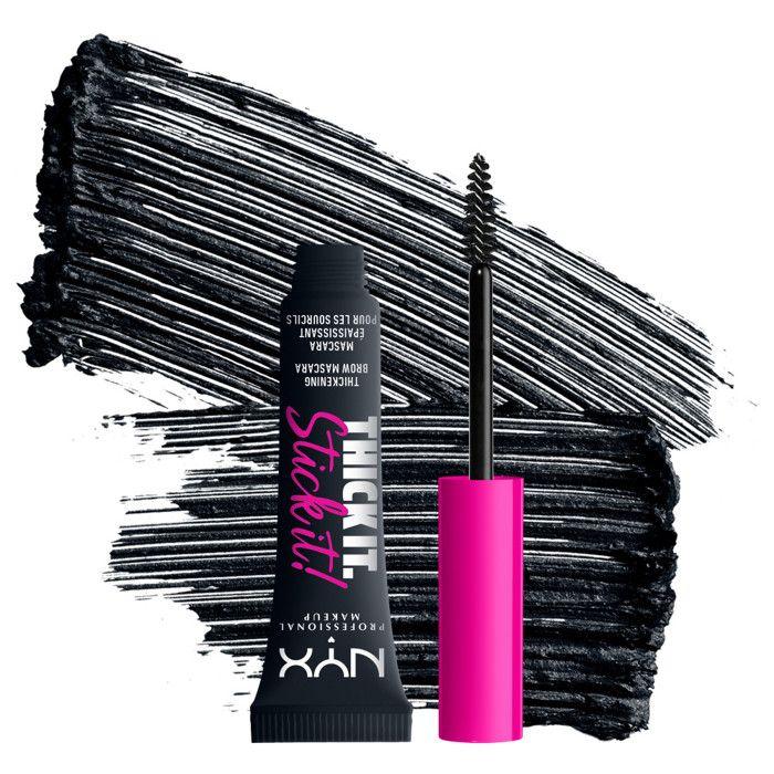 NYX Professional Makeup Thick It. Stick It! Mascara Sourcils, Résultat Teinté &amp; Densifié 16h, Teinte : Black (08)