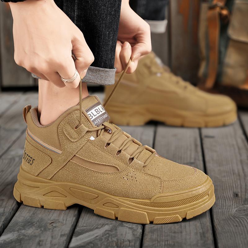 Men's Casual Desert Boots Outdoor Comfortable High Top Breathable Boot Mens Casual Non-slip Wear-resistant Platform Cowboy Boots