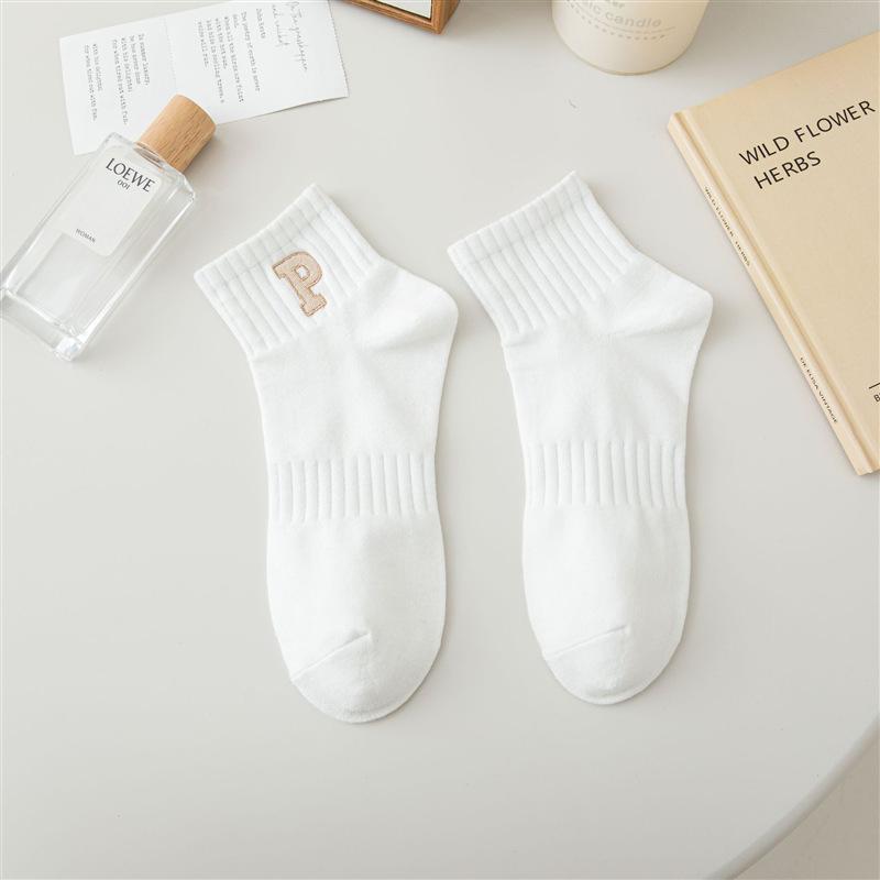 

Женская Весна и Осень Повседневный Все Модный Студенческий Стиль Вышивка Буквы Не Линяют с Хлопковыми Носками 1 pair белый
