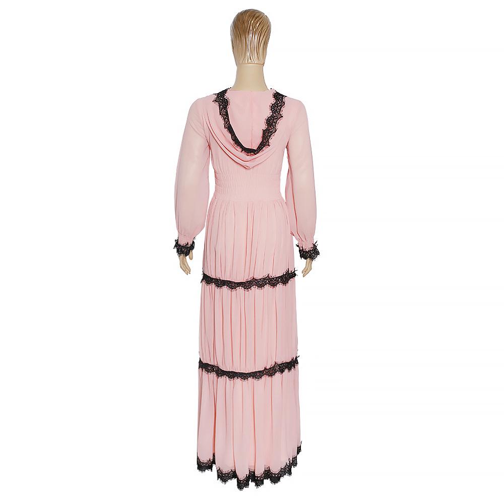 Übergröße Afrikanisches Damen Kapuzen Elastisches Chiffon Muslimisches Kleid