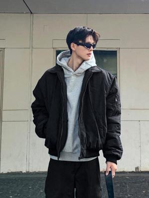 Men's Autumn/Winter Cotton Bomber Jacket: Trendy High-Street Lapel Baseball Style