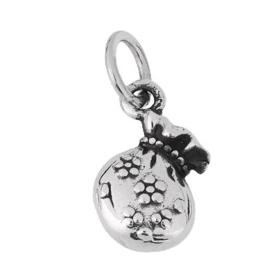[Four Leaf] Sterling Silver 925 Pendant Top, Drawstring Motif Mini Charm, Men's & Women's Necklace Accessory, Small, Simple, Lucky Charm Style, Gift