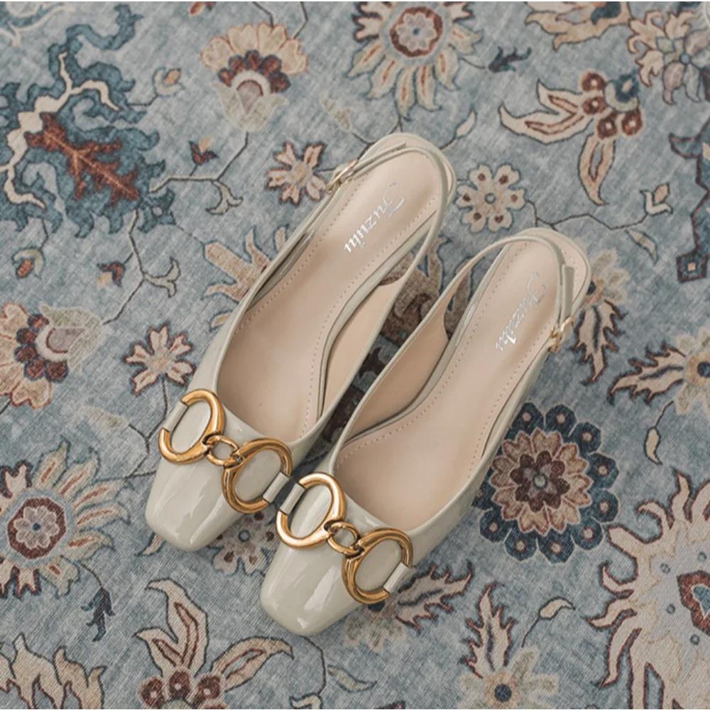 Sandals for Women 2025 Summer New High Heels Womens with A Straight Toe and A Back Empty Sole High Heels Sandal Sandalias Mujer