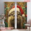 2pcs,2D Plane Printing Light Filtering Curtains Cute Otter Christmas Hat (3) Versatile Durable Polyester (without Rod) Holiday