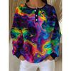 Women's Plus Size Sweatshirt with Colorful Starry Sky Fluid Print