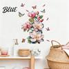 Botanische Wanddekorationen für Wohnzimmer Magnolien-Schmetterlings-Aufkleber Selbstklebend Wasserdicht Home Decor Sticker Abnehmbar Schlafzimmer Elegant