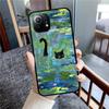 Cartoon Animal Black Cat Oil Painting Phone Case For Xiaomi Mi 5X 8 9 10 11 12 Lite Pro 10T PocoX3pro PocoM3 Note 10 Pro Lite