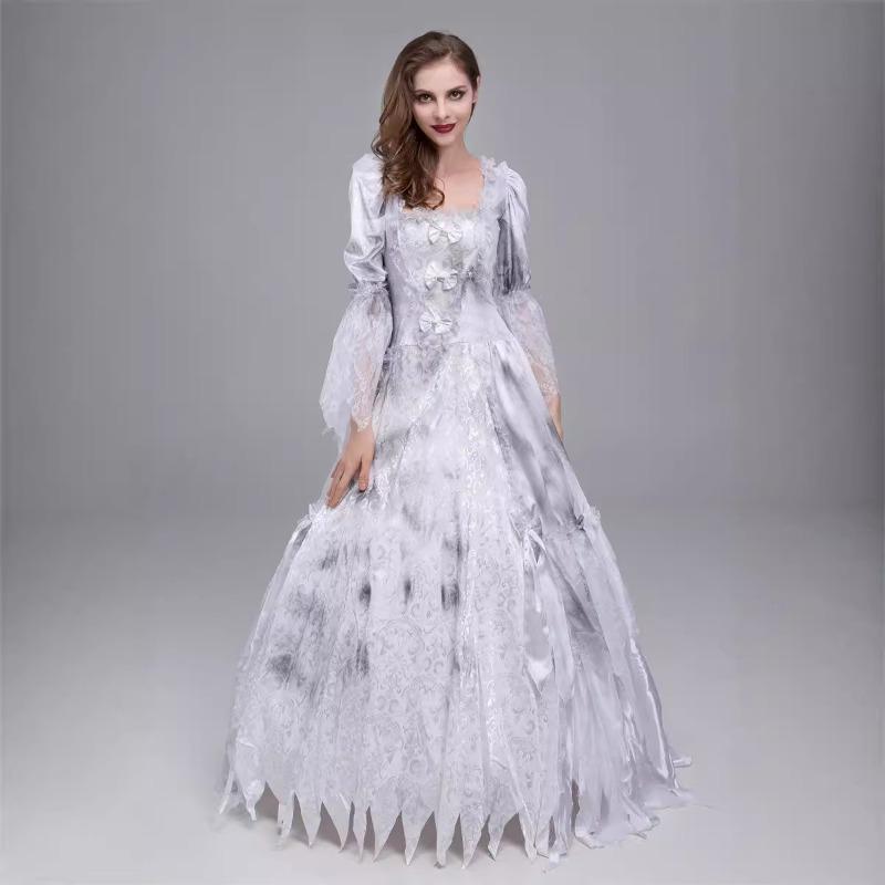 Halloween Ghost Bride Horror Vampire Adult White Ghost Dress Ghost Bride Costume