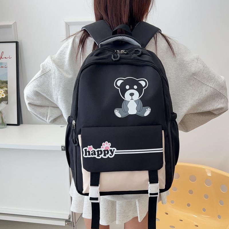 Fresh solid color backpack, casual and simple for junior high school students, light for class, large-capacity backpack.
