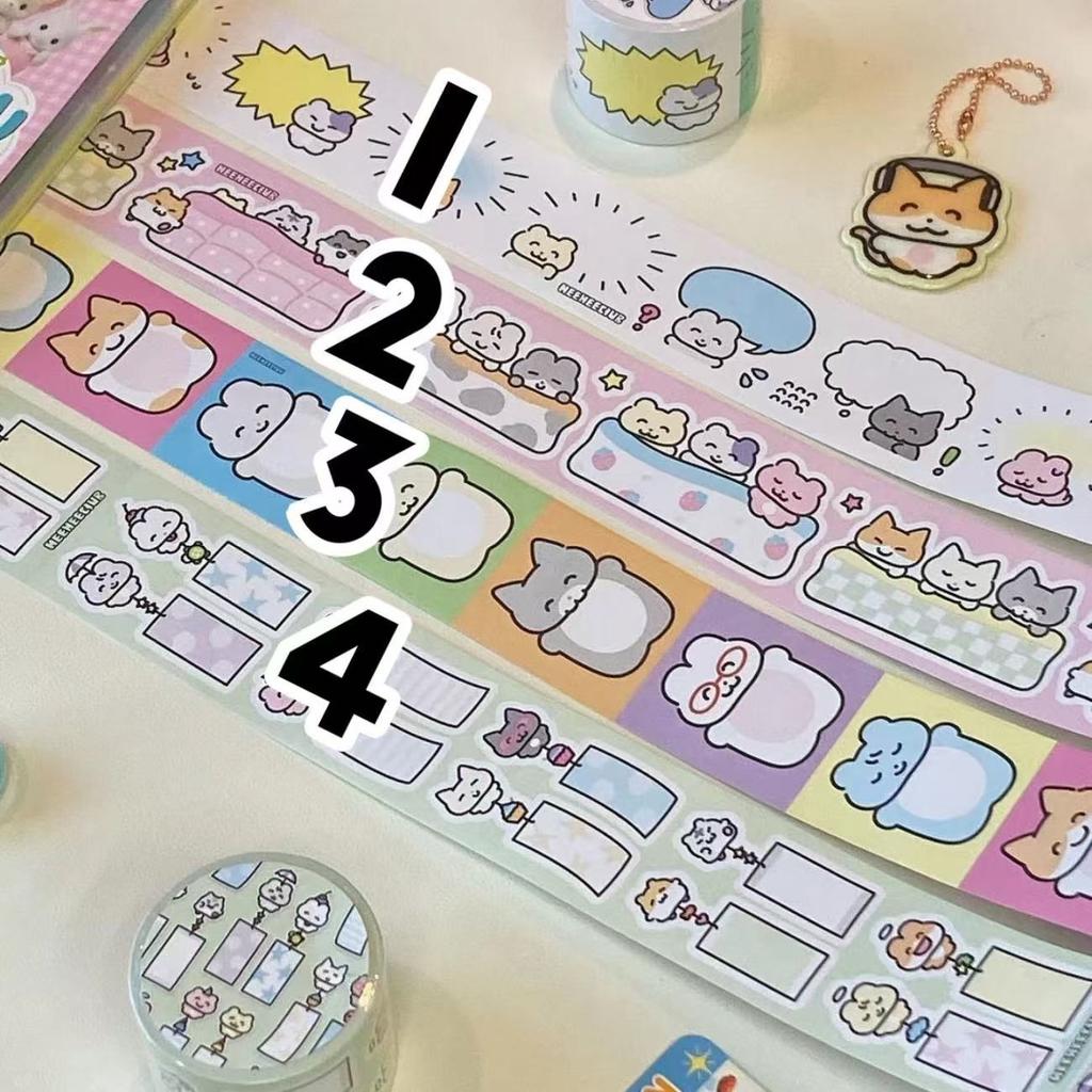 4PC Mix Korean Cute Animal Sticker Roll Girl Heart Dialog Tape Hand Ledger Diy Decoration Material Sticker Student Cute Gift