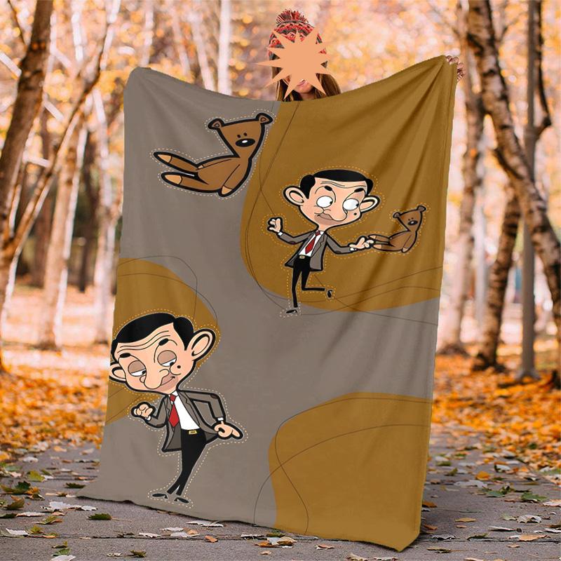 Mr Bean Flannel Blanket Soft Warm All-Season Throw, Design for Camping, Car Travel, Hiking Sofa, Bed, Office Perfect Gift for Parties