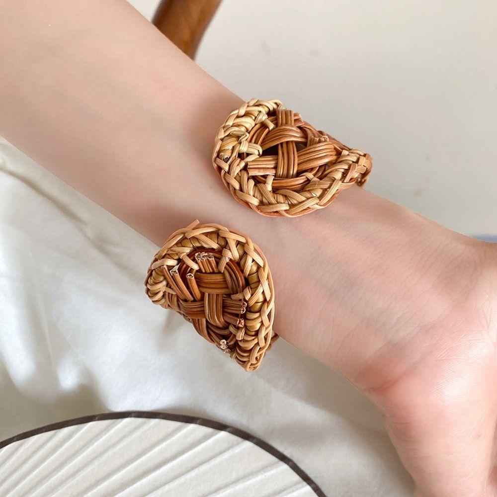 Hand Ring Ethnic Style Bangle Handmade Bohemian Braided Bracelet Rattan Woven Bracelet  Vacation