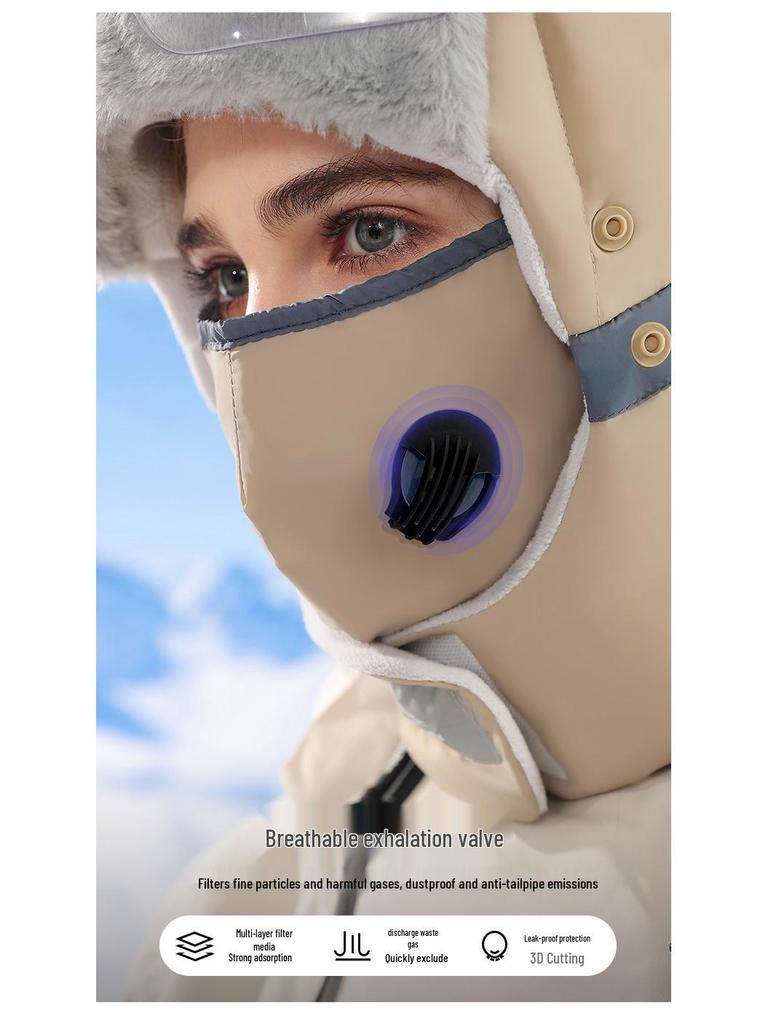 Winter Lei Feng Hat for Men & Women: Outdoor Skiing, Velvet-lined, Warm with Goggles, Windproof & Waterproof