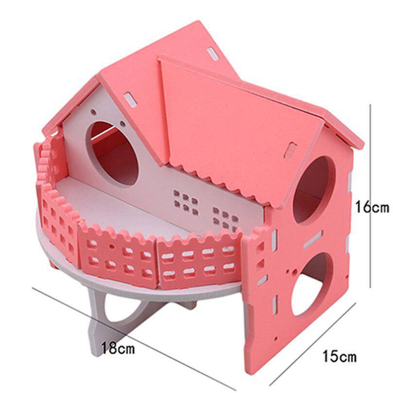 Cute Small Animal Cages Hamster House Single-Double layer Spinning Wheel Mouse Pet Cage House