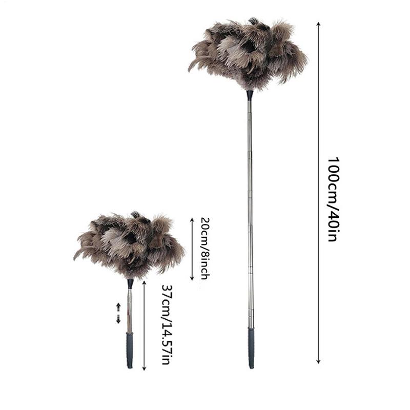Electrostatic Duster Brush Extendable Feather Duster with Long Handle Fluffy Feather Duster for Cleaning Ceiling Fan Furniture