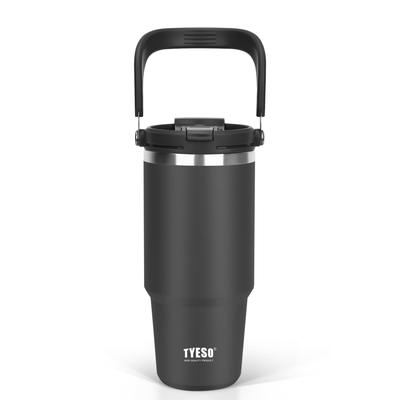 TYESO Tumbler with Straw, 1050ml CoffeeWater BottleThermo Flask, Insulated with Handle, Vacuum Insulation, Double Walled, Wide Mouth, Large Capacity,