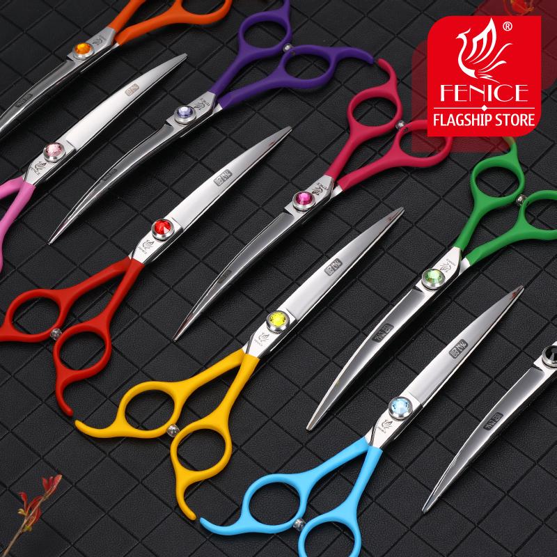 Fenice 6.5 inch Professional Dog Grooming Down Curved Scissors Colorful Shears Groomer Tools Japan 440C Set with Comb and Bag 1