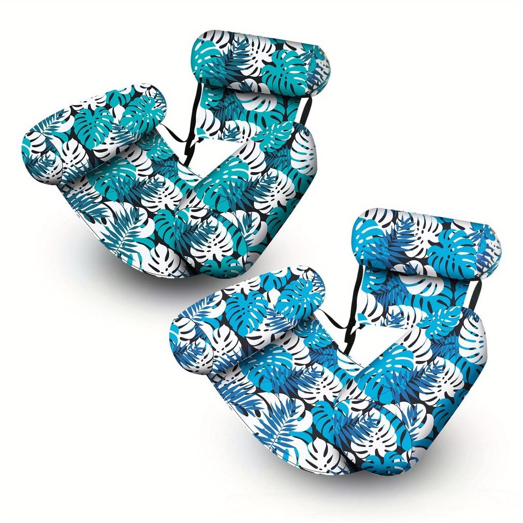 1 pièce Design Feuille Hamac Gonflable Pliable en PVC Sangles Réglables Chaise Longue Flottante Durable pour Piscine Plage Lac Été